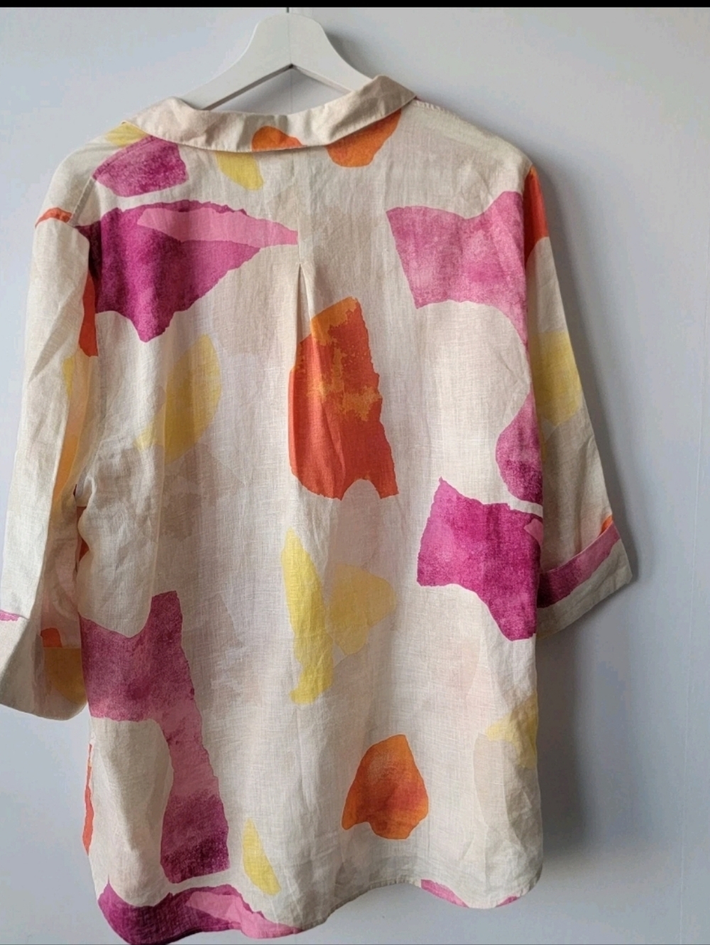 Chico's Womens Cream 100% Linen No Iron  Confetti Print Button Up Shirt. Sz 3/XL - Picture 4 of 8